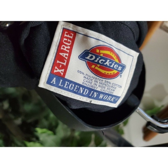 Dickies Men Solid Black Polyester Short Sleeve Collared Button Down Shirt XL - Picture 2 of 8